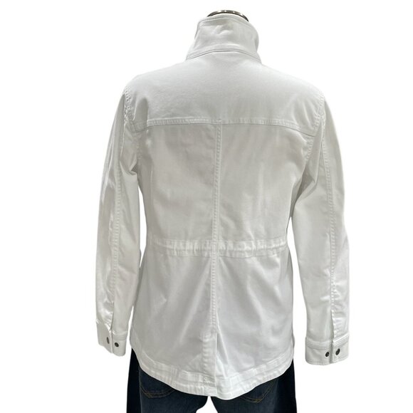 LL Bean White Utility Jacket PS Snap Button High Collar Outdoor Hiking Everyday - Picture 6 of 9